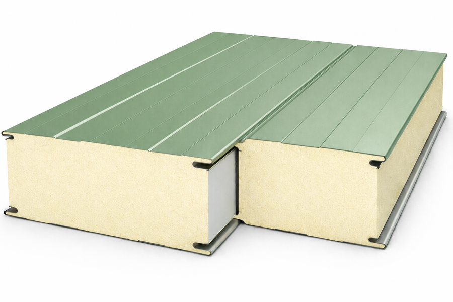 Sandwichplatten | Sandwichpaneele | Kerndicke: 60 mm | RAL 6011 Resedagrün| Nutzbreite: 1000 mm