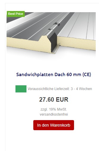 Sandwichplatten Dach 60 mm